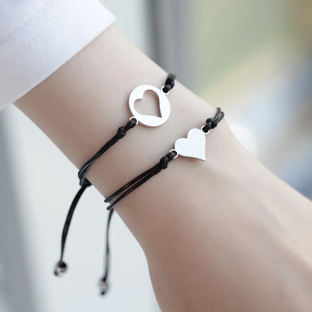 Adjustable Stainless Steel Couple Bracelet  Heart-shaped Stainless Steel  Bracelets - Bracelets - Aliexpress