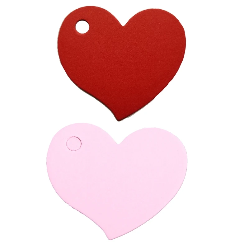 50x Blank Paper Card with Hole Heart Shape Word Message Graffiti DIY Gift Card