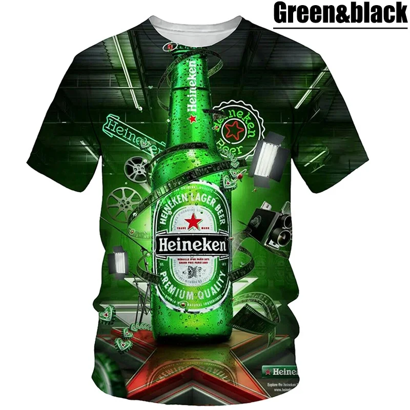 

Camisetas con estampado 3D de cerveza para hombre, camiseta informal de manga corta a la moda, Tops Harajuku de gran tamaño