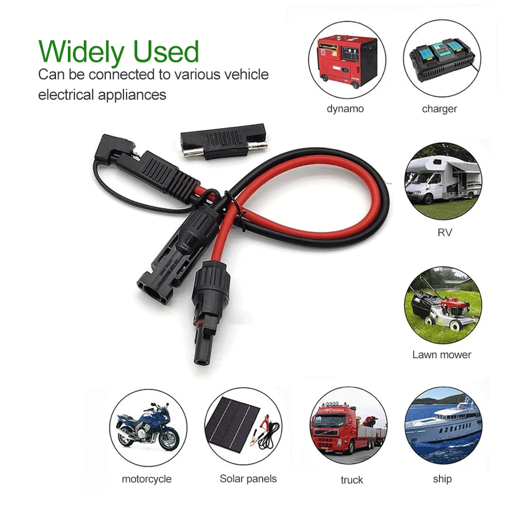 Solar Panel Connector Cable, Energy Storage Power Connector Solar Connector to Sae Plug 30A Photovoltaic Cable 10AWG Male or Female Vehicle Start Energy Storage Battery Waterproof Plug