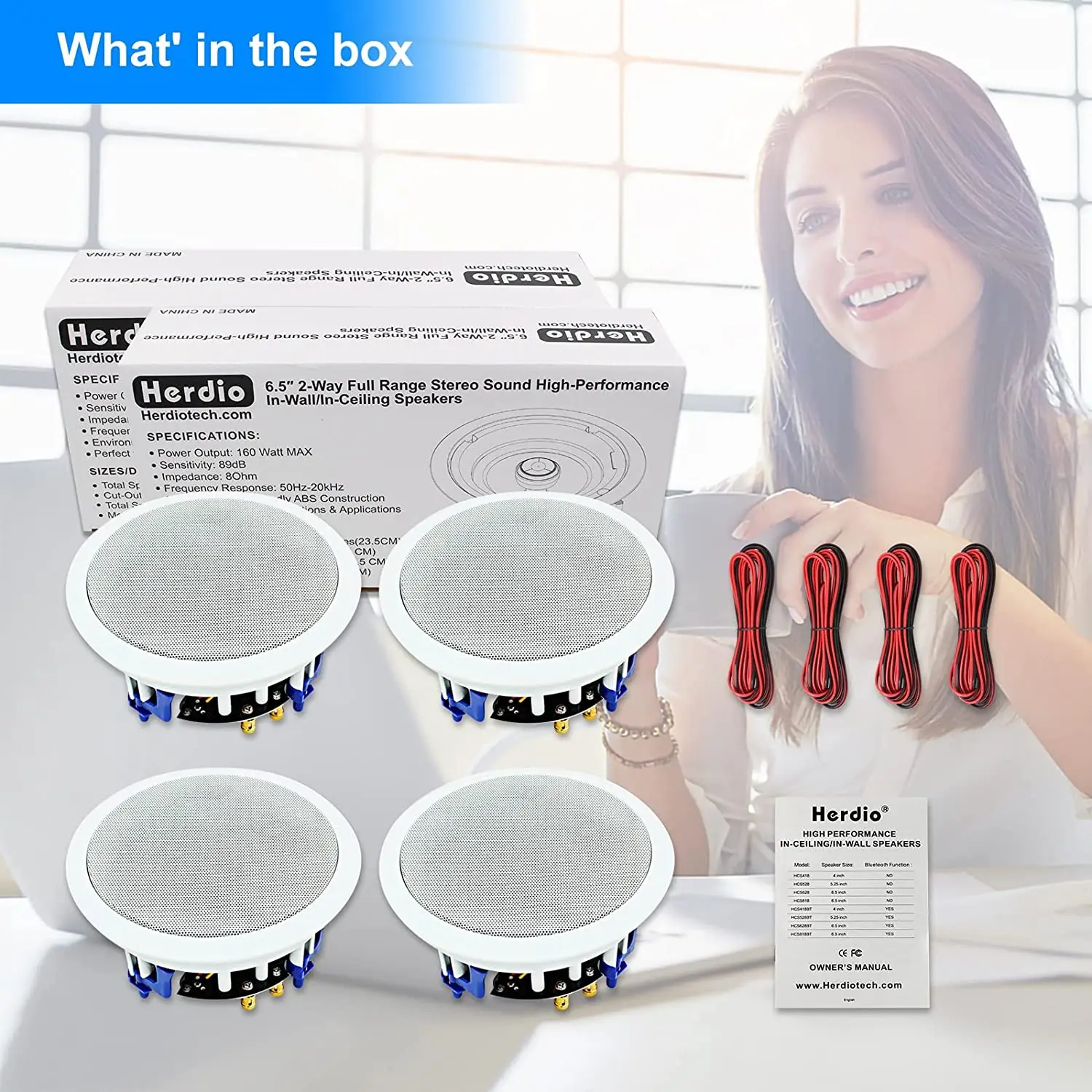 

Herdio 6.5 Inch Home Background Music System In Wall Amp Ceiling Speaker Mini Touch Key Audio Panel Bathroom PA System 2*160W