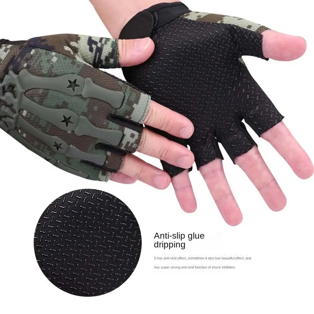 

Дышащие Нескользящие Перчатки для фитнеса, тренажерного зала и бодибилдинга на полпальца, камуфляжные велосипедные перчатки, велосипедные перчатки
