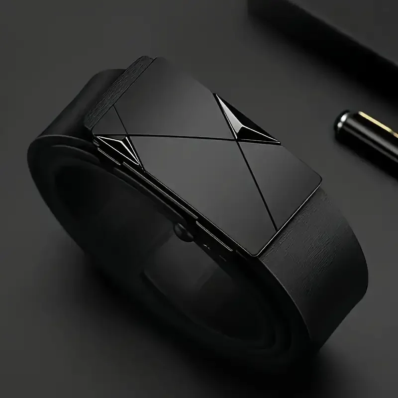 PAUL HUEMAN Stylish Men's PU Leather Belt - Fashion Belts Business Automatic Buckle_voghion.com
