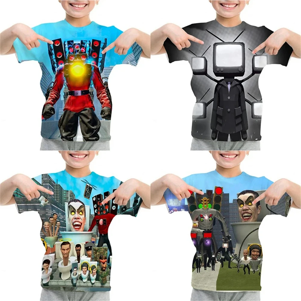 

2024 New Skibidi Toilet Kids Clothes T-Shirt Boy Girl Kids Tops Short Sleeve Baby Boys Tshirts 3D Print Child Summer Tee Shirts