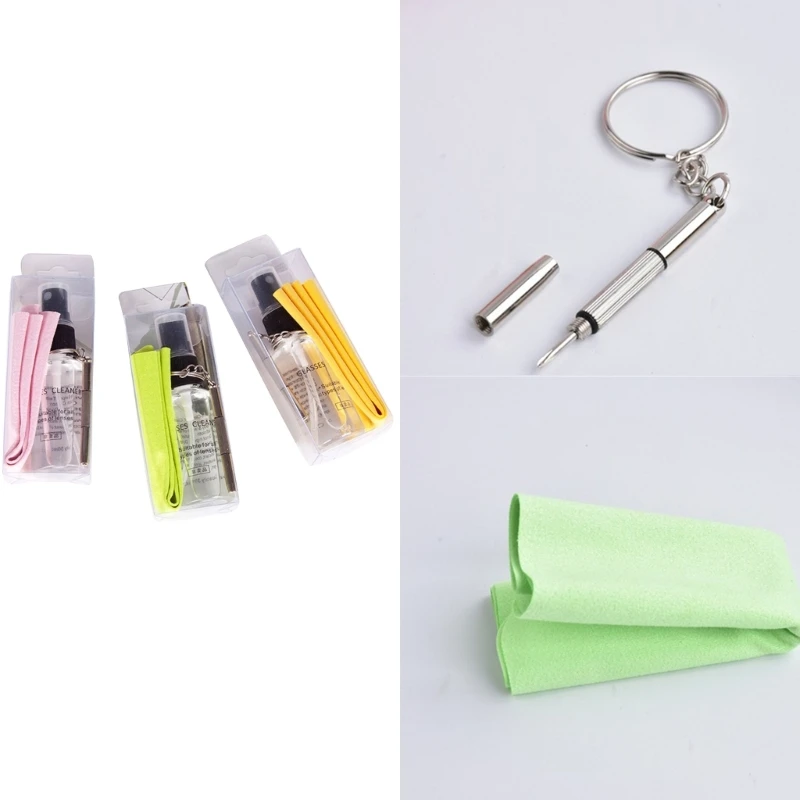 Eyeglass Lens Cleaner Kits 30ml Glasses Cloth Maintenance Screwdriver Dirt Oil Removal Spray