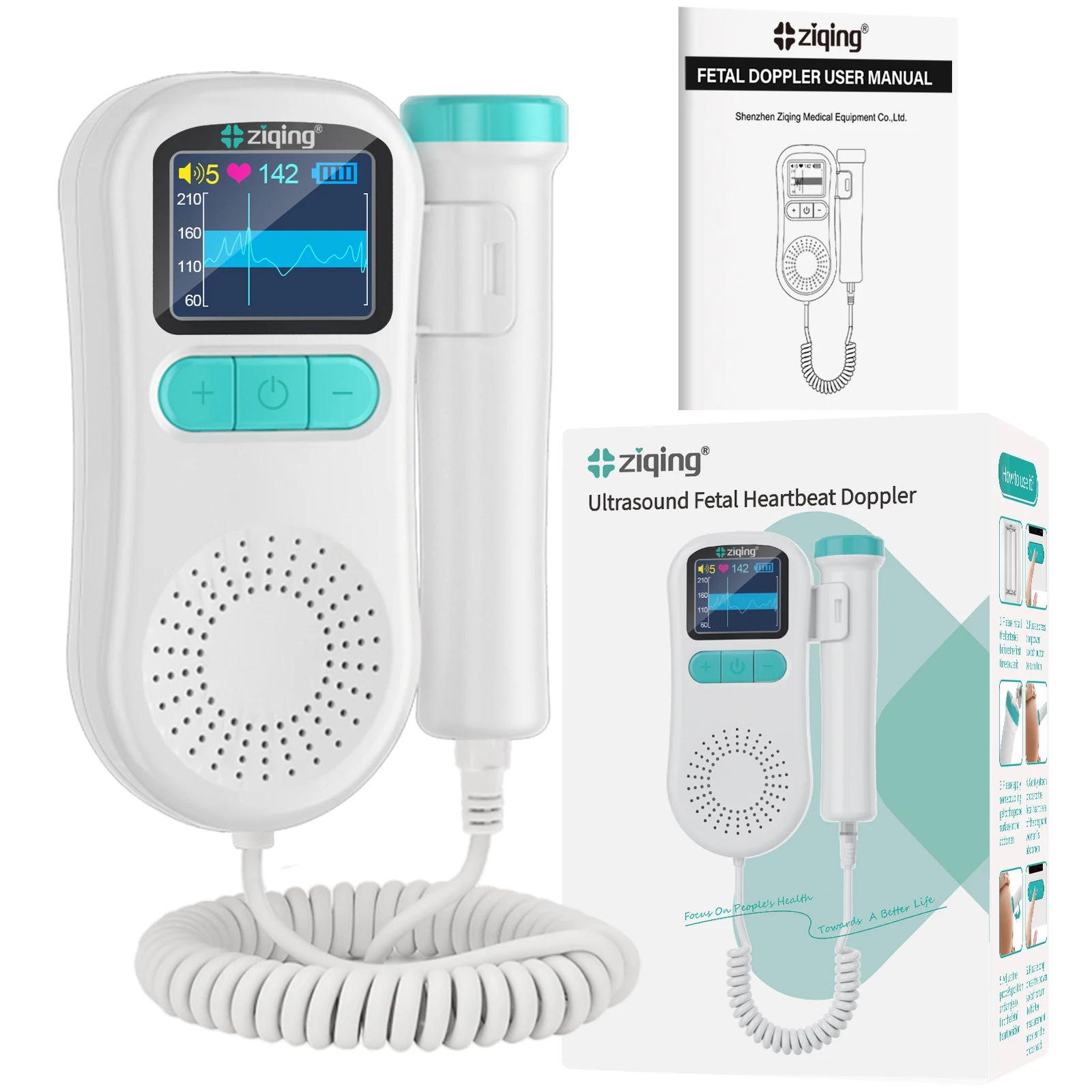 Fetal Heart Rate Monitor Household Ultrasound Fetal Doppler Fetus Baby Heartbeat Detector Portable 2.5MHz 3.0MHz