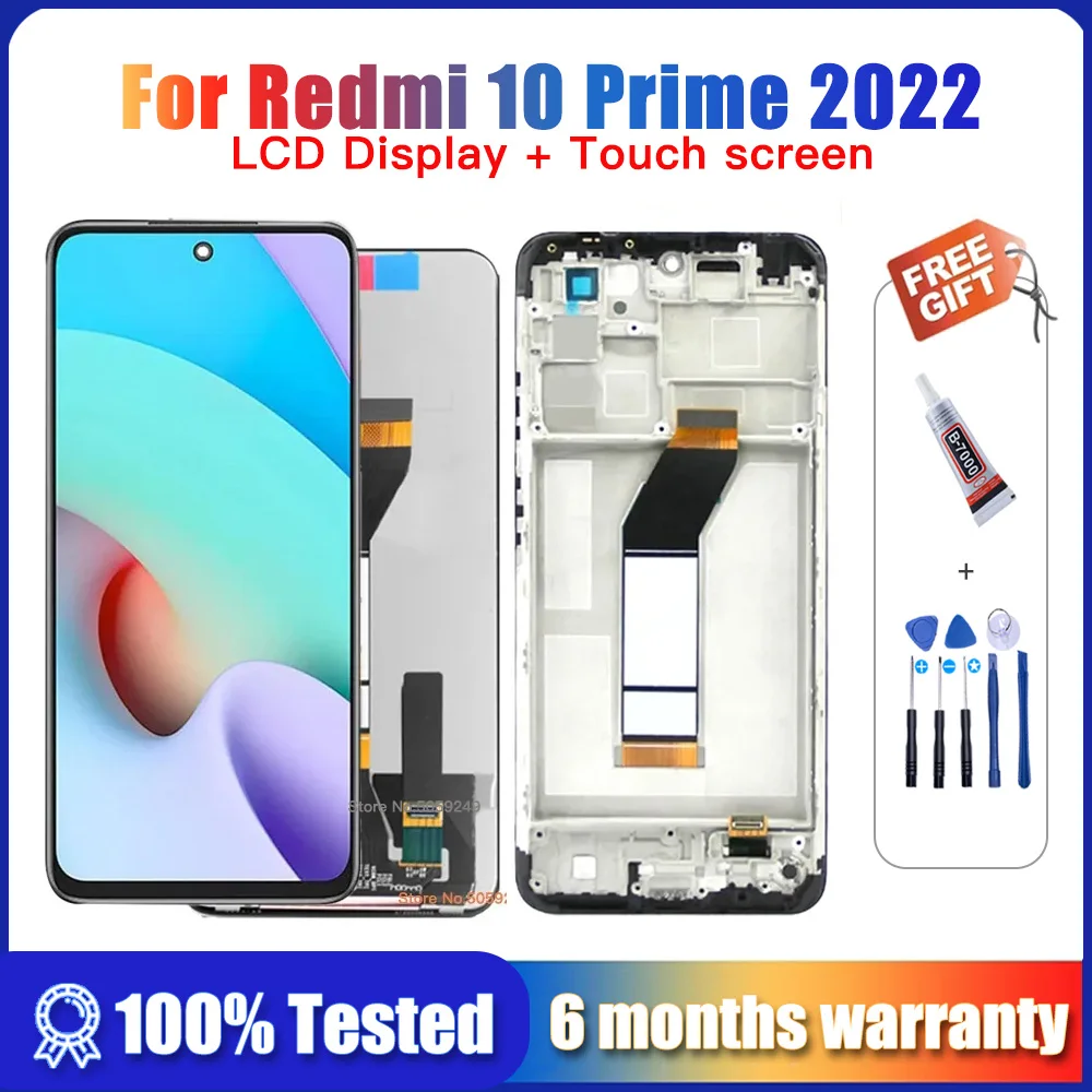 

Оригинальный сенсорный ЖК-экран для Xiaomi Redmi 10 2022 21121119SG, дигитайзер в сборе для Redmi10 Prime 2022 22011119TI LCD