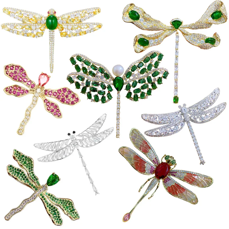 

Luxury Cubic Zirconia Insect Dragonflies Brooches Pins Women Fashion Brooch for Lady Jewelry Clothing Badges Corsage Broche Pin