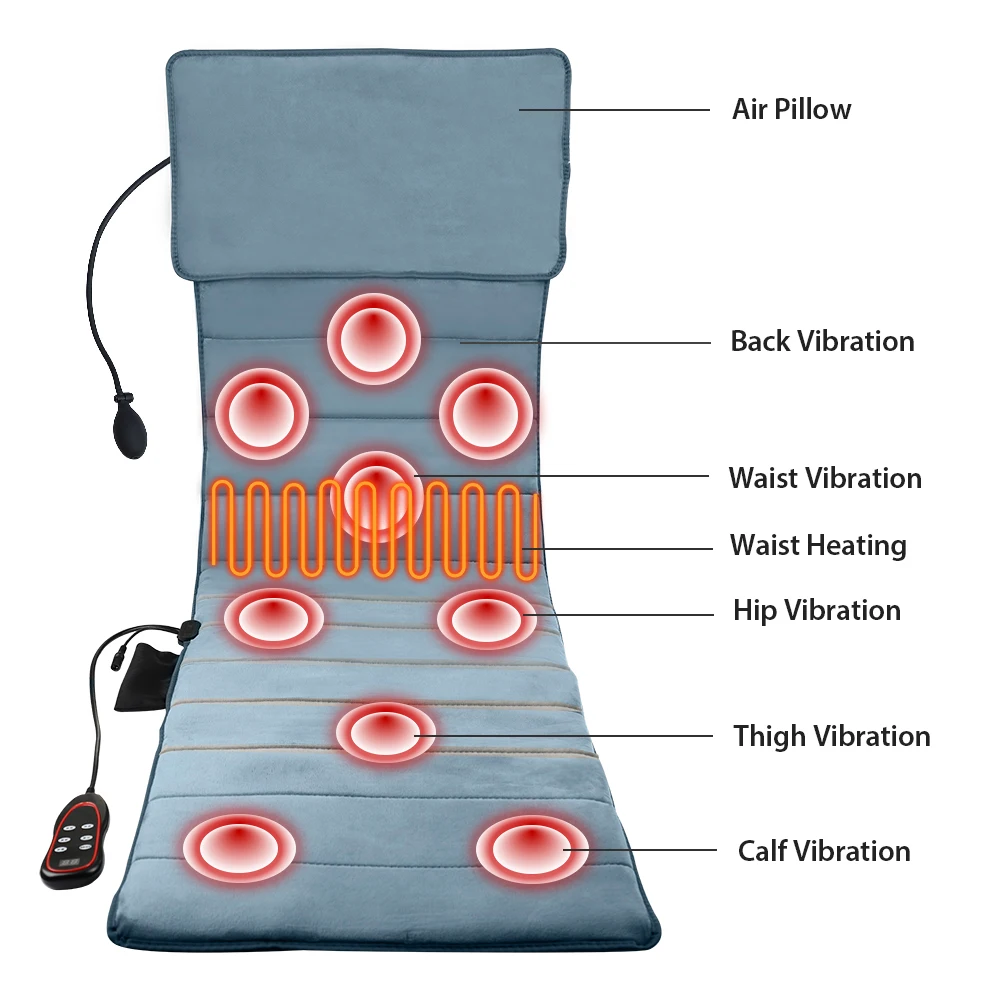 Massage Mat Cushion Full Body Airbag Heating Massage Pad 9 Vibrating