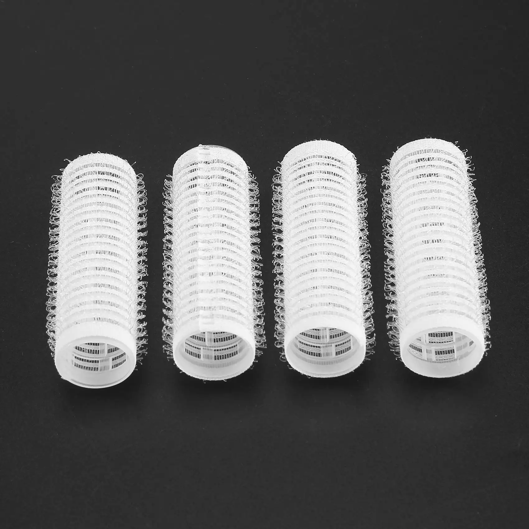 A05G-24개/세트 살롱 나일론 훅앤루프 헤어롤러 세트 헤어 루트 펌 로드 바 컬러 클립 및 고무줄 포함