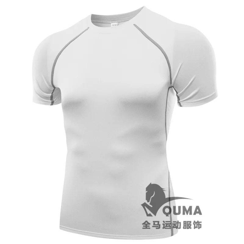 

Оптовая продажа 2021 Летняя мужская тренировочная профессиональная спортивная футболка для фитнеса бега эластичная дышащая быстросохнущая компрессионная футболка