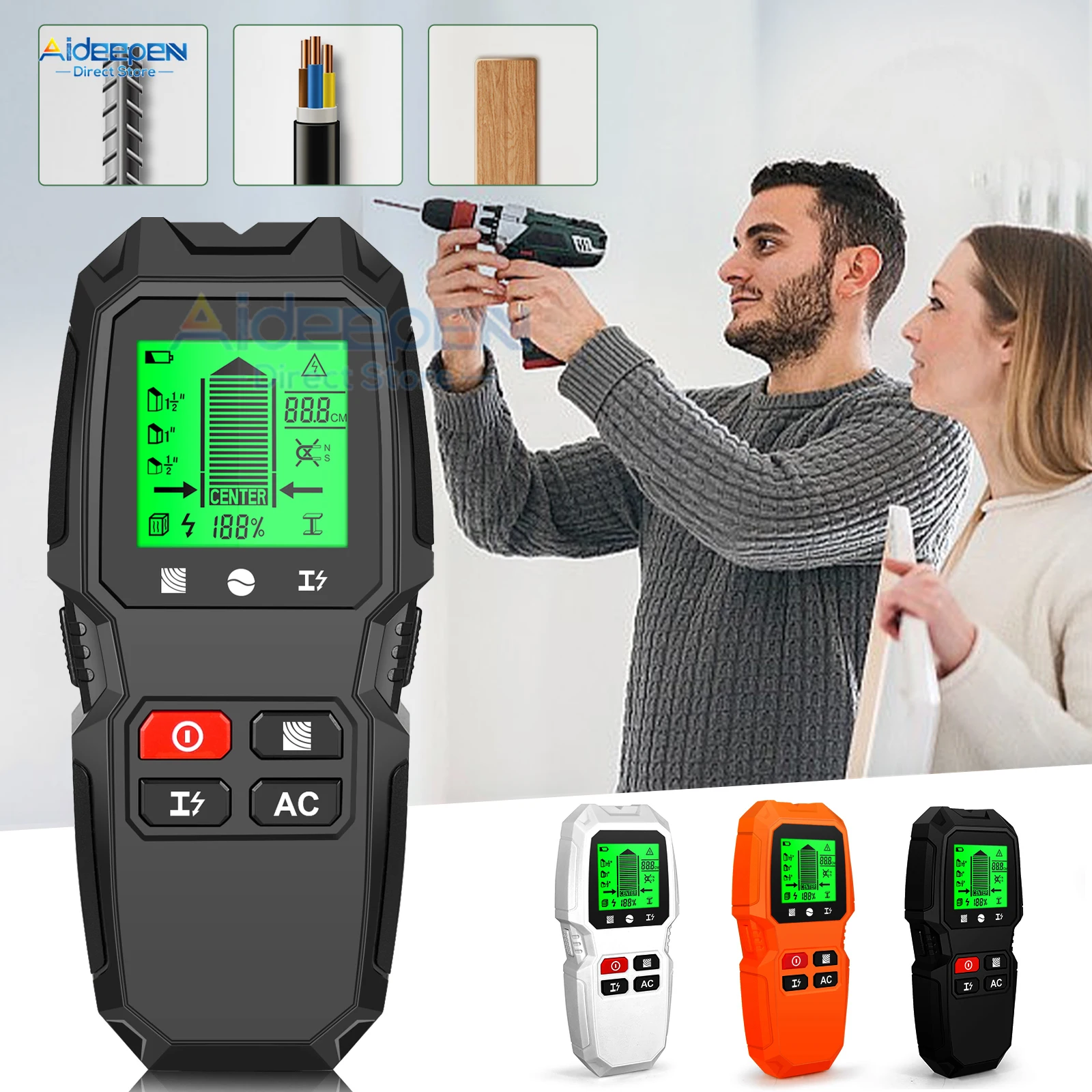 HW-QB6 Wall Stud Finder Sensor Wall Scanner 5 in 1 LCD Electronic