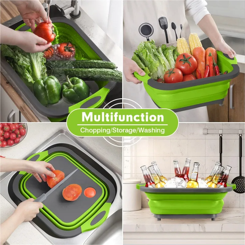 3 in 1 Collapsible Cutting Board Multipurpose Camping Sink