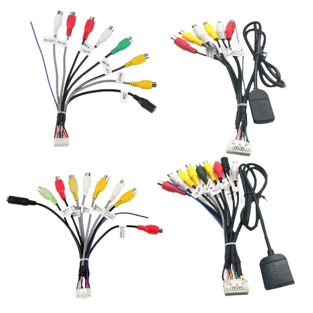 Car Stereo Radio Cable 20 Pin Plug RCA Output AUX Wire Harness Wiring Connector With Fan Header Car Radio Cable Accessries