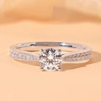 1ct 925 Sterling Silve Gorgeous Shiny Zircon Stone Ring For Women Engagement Wedding Luxury High Quality Fine Jewelry