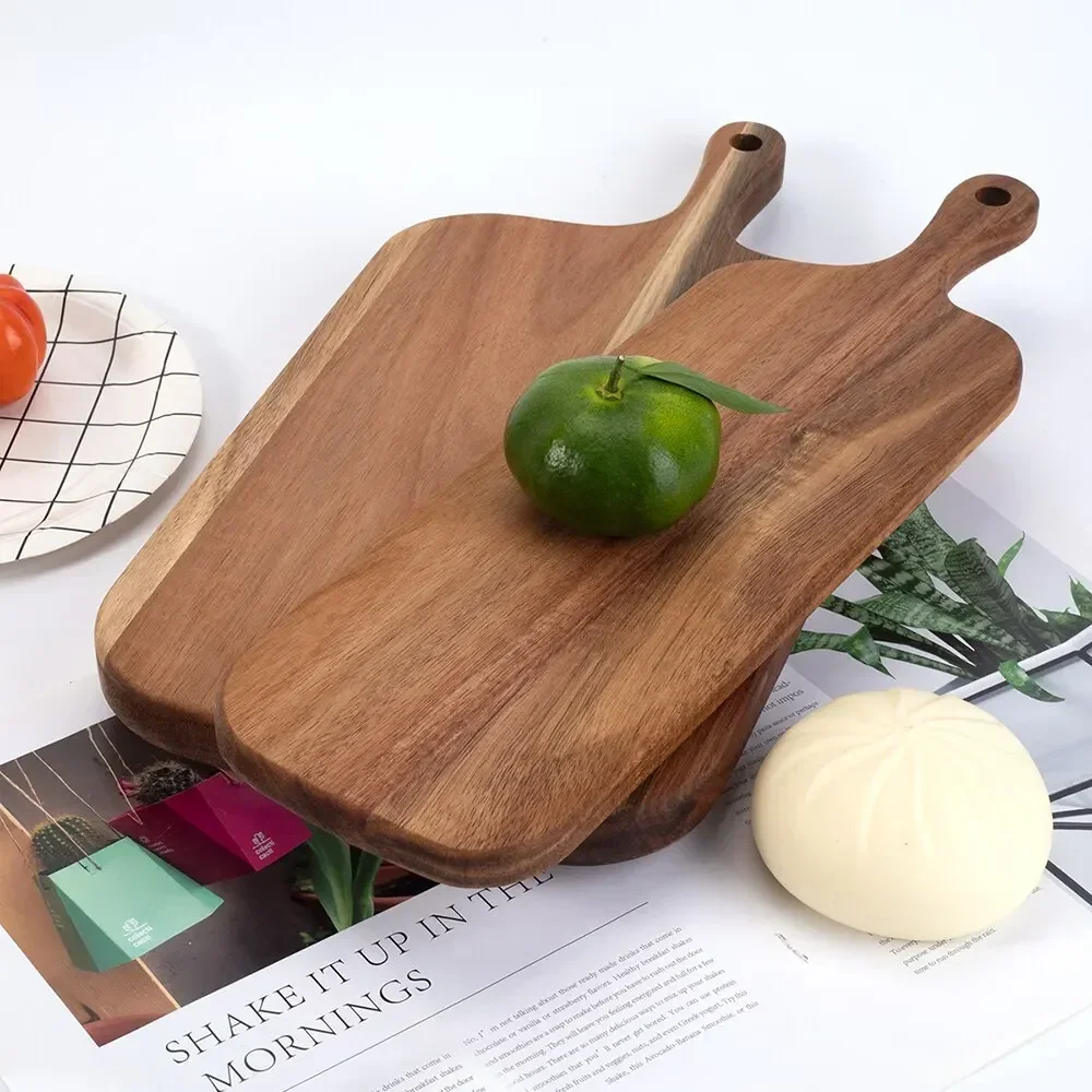 Wooden Cutting Board with Handle Kitchen Household Serving Board Wooden Cheese Charcuterie for Bread Fruit Plates