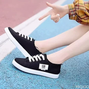 Ladies Versatile Canvas Shoes New Casual Comfort Shoes Student White Sports Flat Fashion Light Women's Sneakers Zapatos Mujer 1