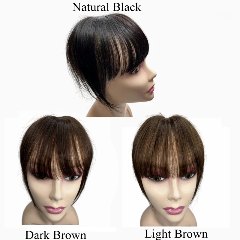 Clip in Human Hair Bangs with 3D Fringe Lace Human Hair Toppers for Women Middle Parting Straight Hairpieces for Volume human hair toppers