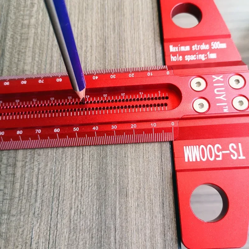New Woodworking Scribe 300-500mm T-type Ruler Scribing Ruler Aluminum Alloy Line Drawing Marking Gauge DIY Measuring Tools
