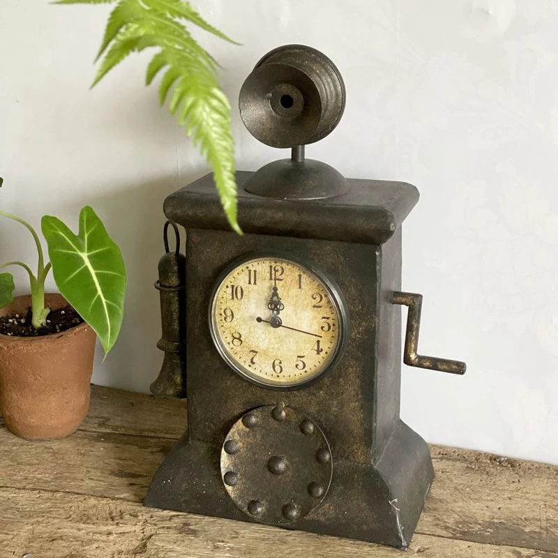 

American Retro Wrought Iron Vintage Antique Handset Phone Shape Clock