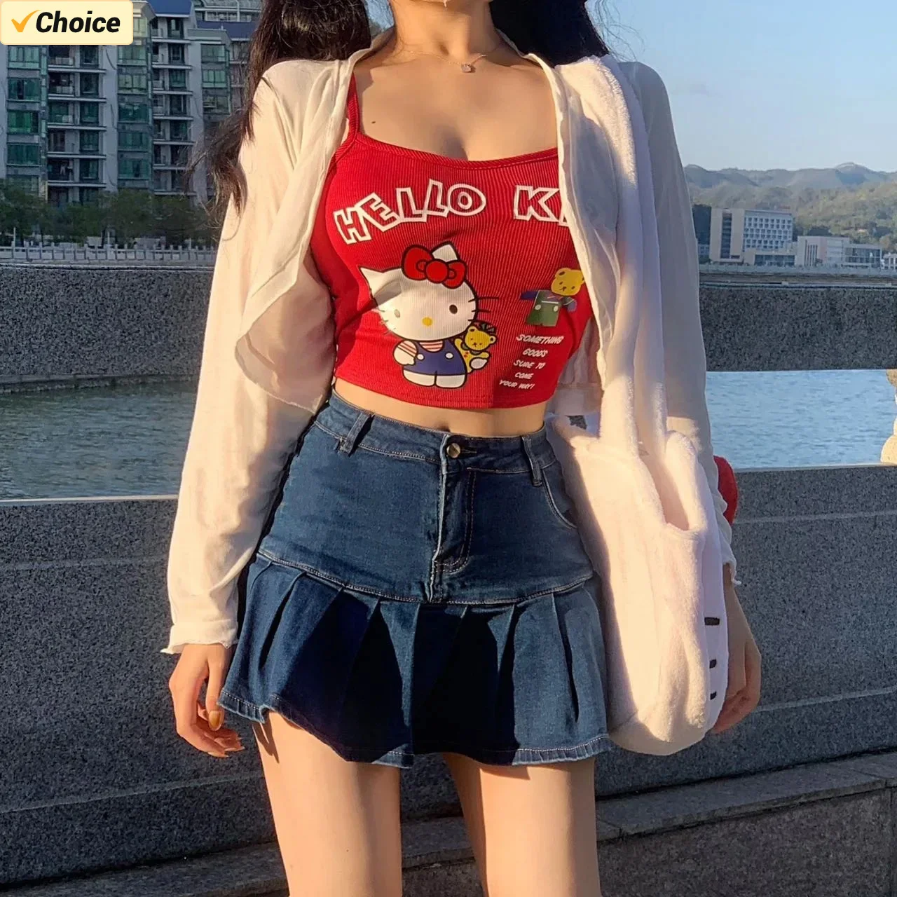 

Sanrio Hello Kitty Tank Top Camis Women Y2k Sexy T Shirt Vest Girl Fashion Camisole Sleeveless Summer Clothes Street Tops Gift