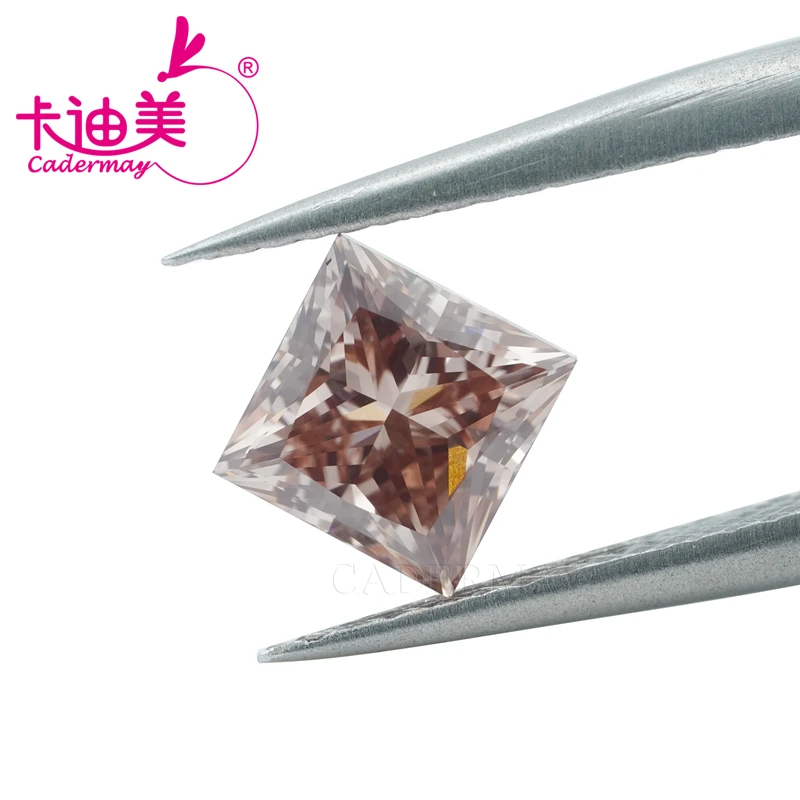 

CADERMAY Square Cut EX Fancy Pinkish Brown Color VS2 Clarity CVD Lab Grown Diamond Loose Stone Gemstone For Jewelry Making