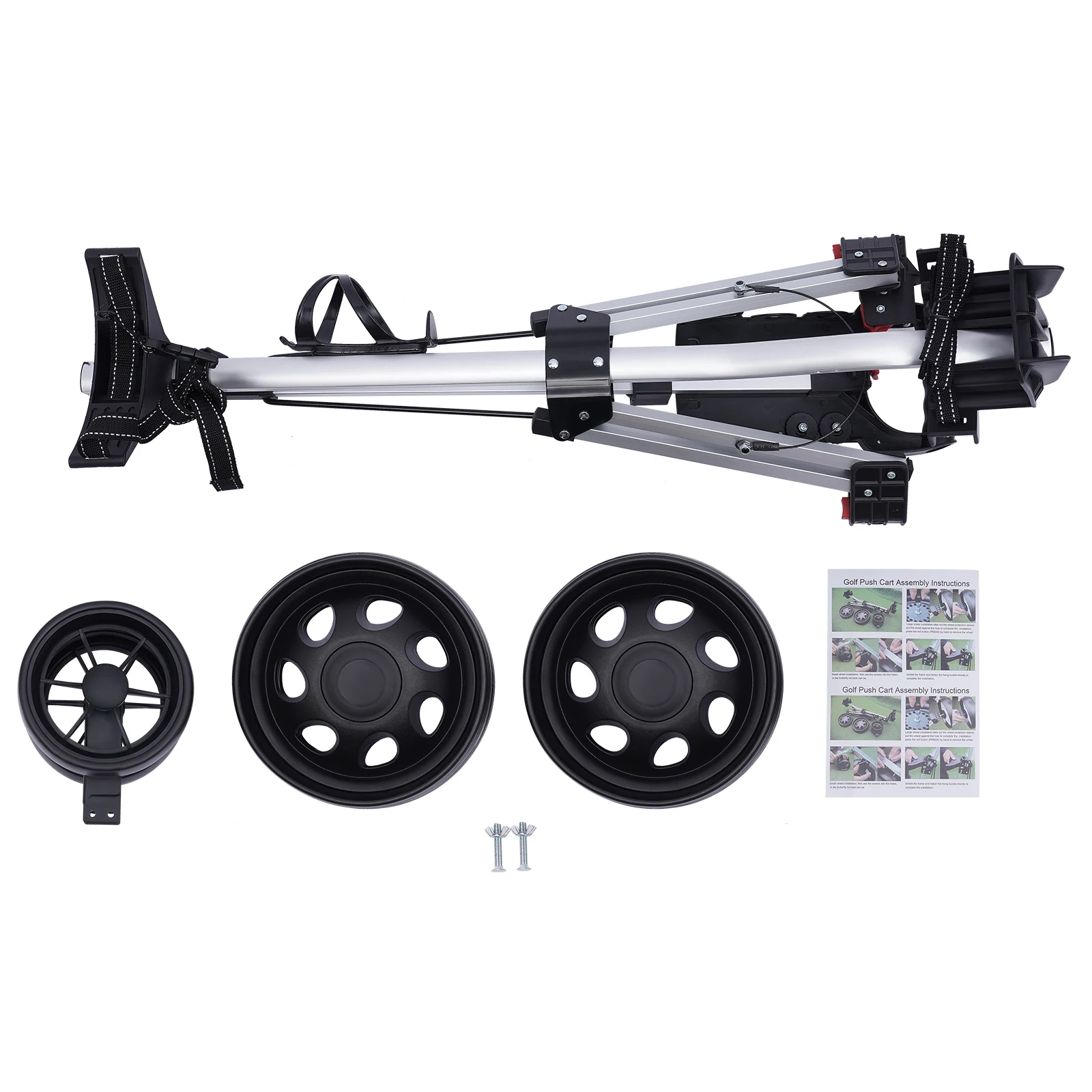 3 Wheel Push Pull Golf Trolley with Foot and Scorecard Brake Folding Lightweight Golf Push Cart One Second to Open & Close