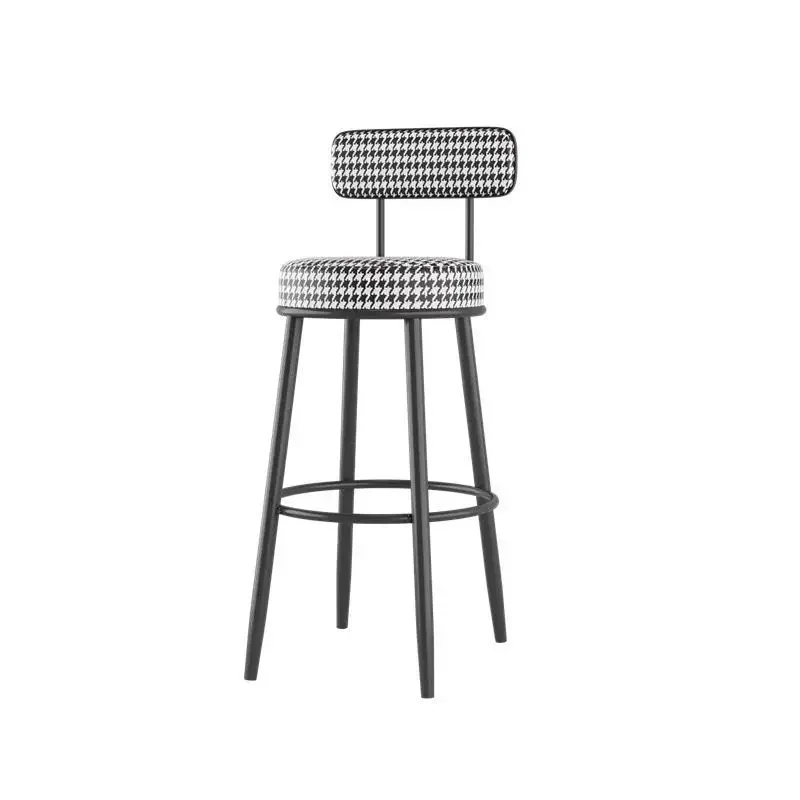 

197Nordic bar chair home high stool back front desk chair modern simple light luxury bar chair beauty iron art