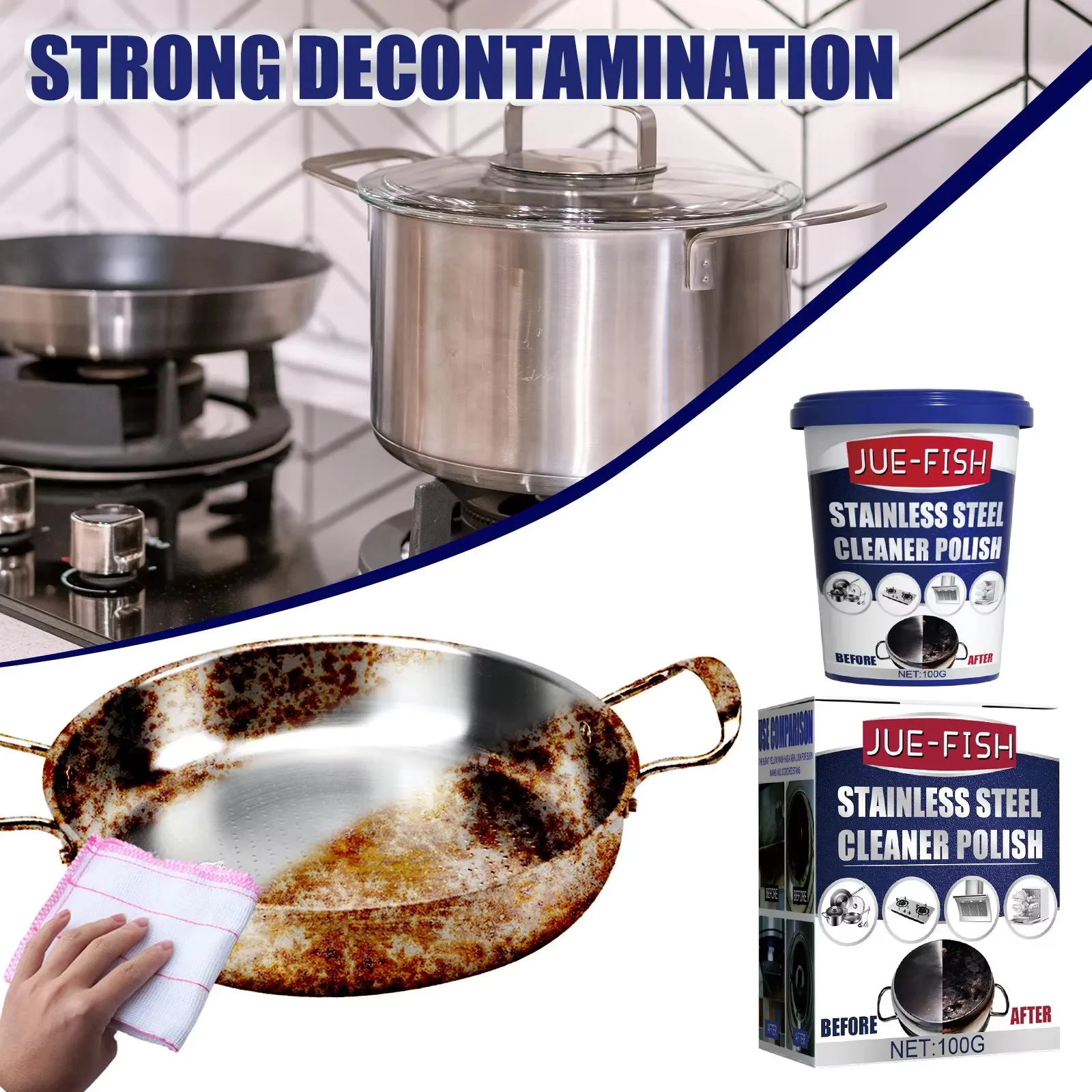 Cookware Cleaner Paste Pot Bottom Scale Remover Kitchen Metal Polishing Kitchenware Rust Removal Stainless Steel Cleaning Cream