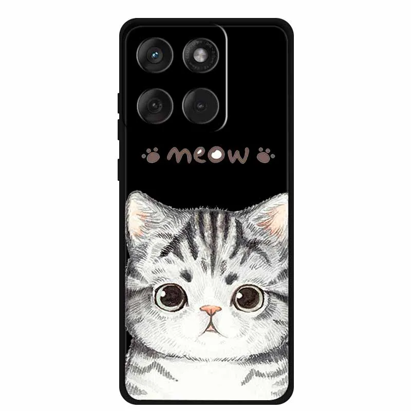 Cartoon Lovely Cat Black Silicone Soft TPU Phone Case