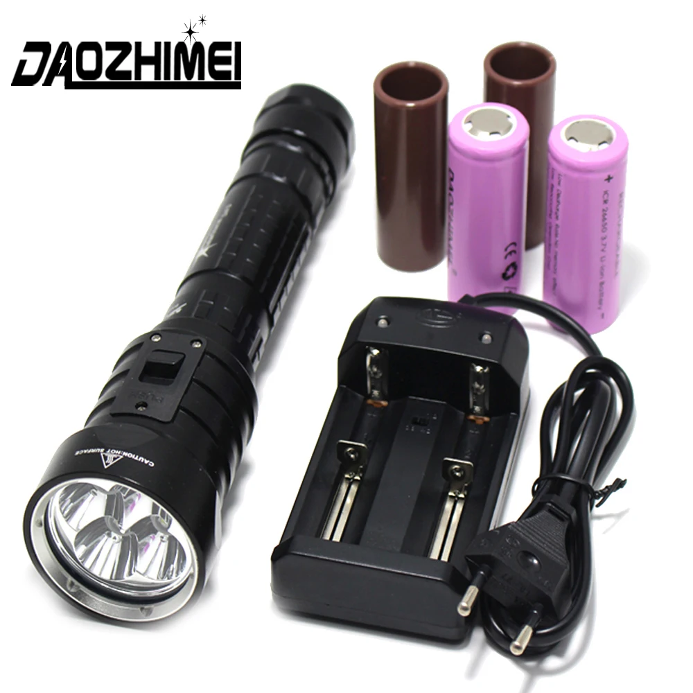 

DX4S upgraded from DX4 XM-L2 U2 LED diving flashlight 3 modes White/Yellow Light Dive headlight 26650 Scuba Dive Flash Light