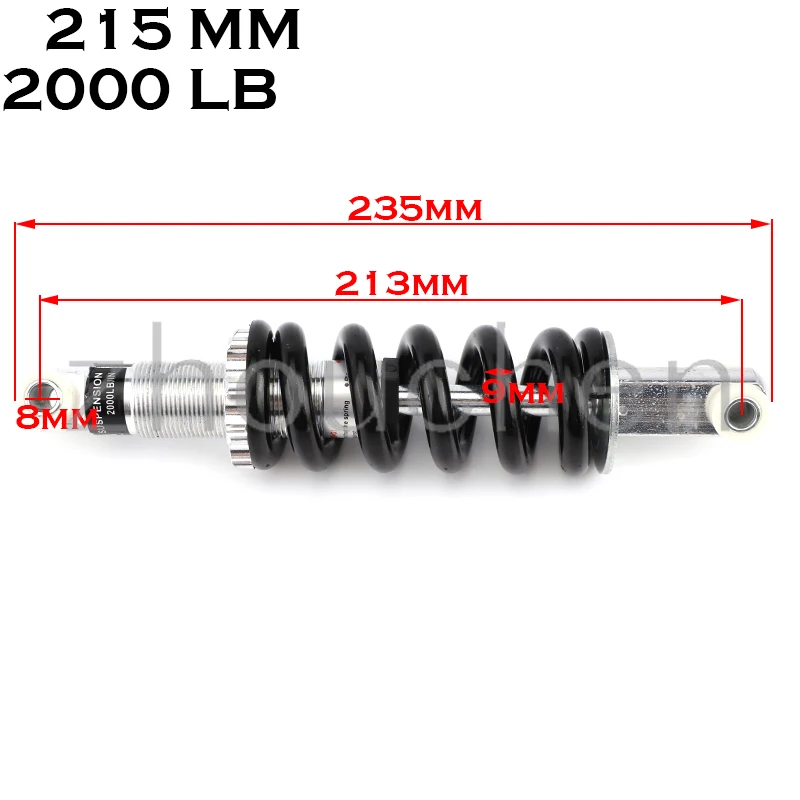 Amortiguador Trasero Ajustable De 215 Mm Para Mini Moto Cross Y ATV - Aluminio Y Acero, Soporta 2000 Lbs, Universal