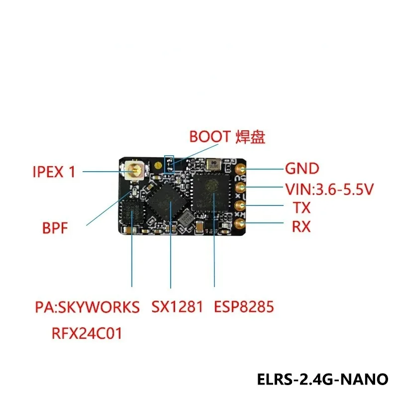 Installation du récepteur BAYCK ELRS 2.4GHz NANO dans un drone FPV avec soudures visibles