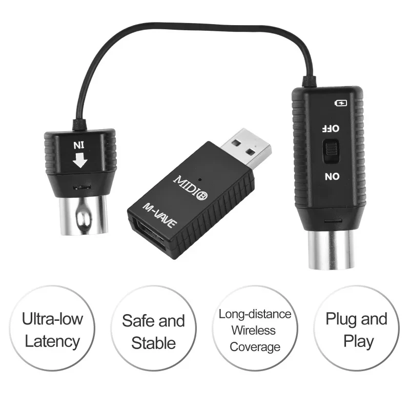 MIDI Wireless Adapter M-VAVE MS1 Mini Wireless Transmission System MIDI System Plu Play Devices Interface