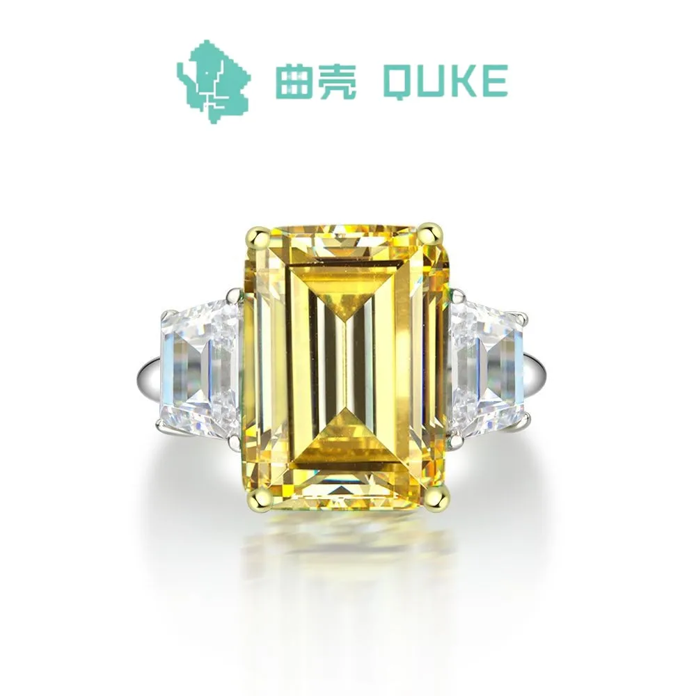 

2023 New 8 Carat Emerald Cut 10 * 14 Simple and Elegant Wedding s925 Silver Ring Female Gift Dinner