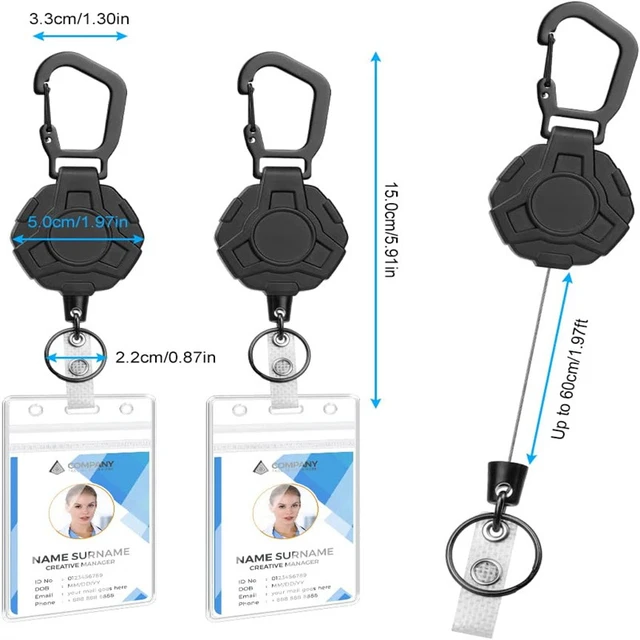 Sporty Anti Lost Yoyo Ski Pass ID Card Anti-theft Easy-to-pull Buckle  Retractable Black Key Ring Rope Elastic Keychain - AliExpress