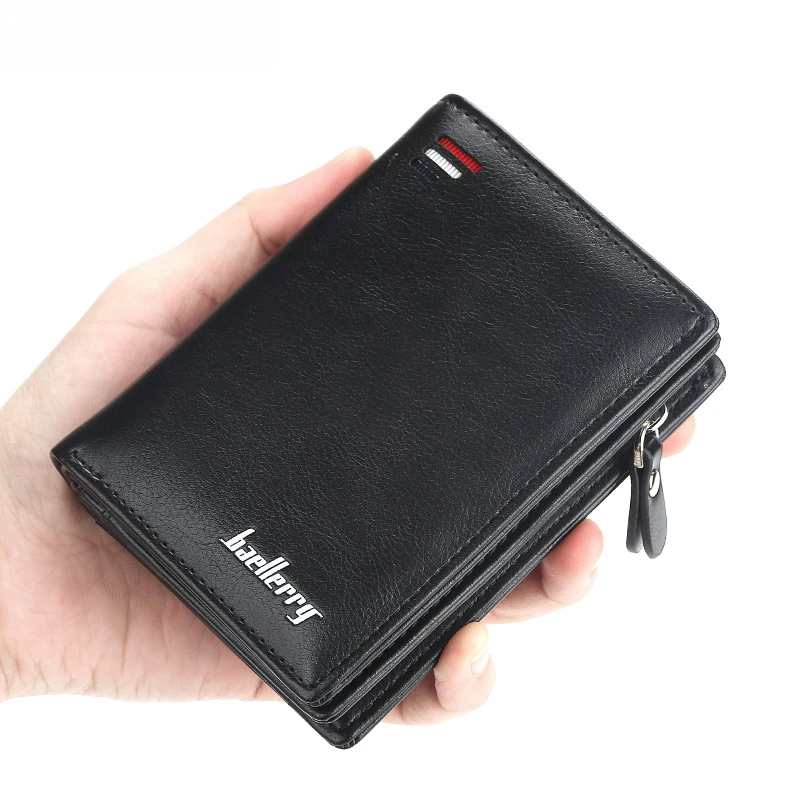 Men wallet PU leather fashion multi slot card holder men purse vertical male fold wallets