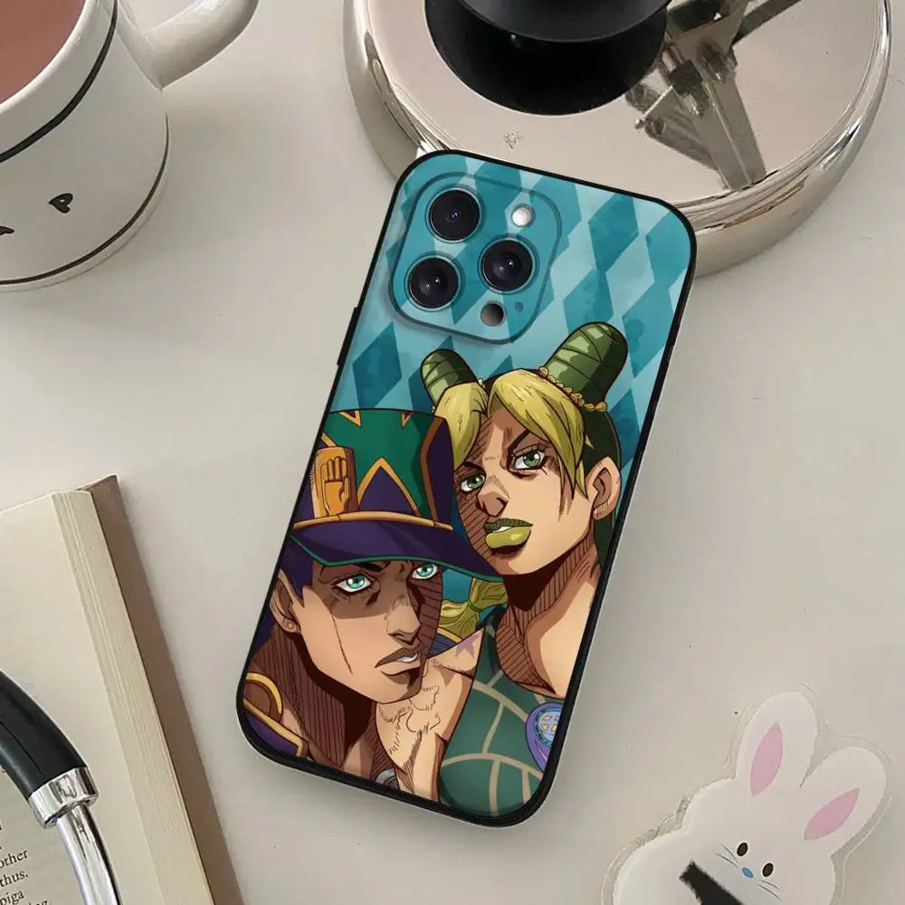 Anime-Inspired Soft Black Phone Case - JoJo's Bizarre Adventure Design