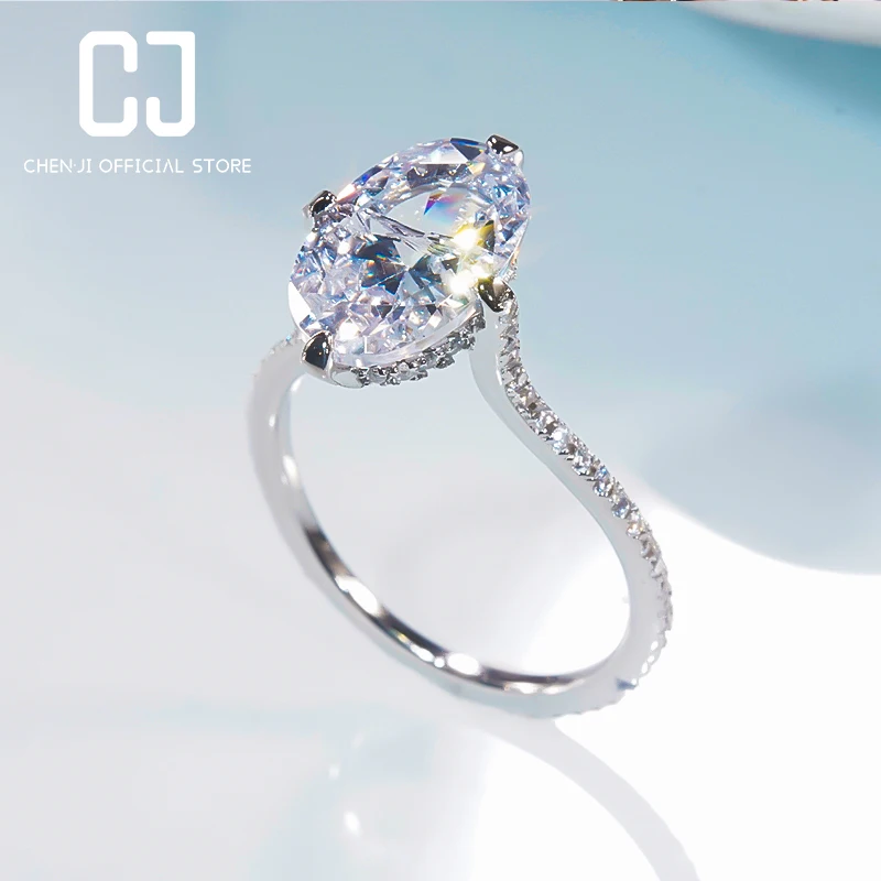 6ct High Carbon Diamond Ring 925 Sterling Silver Simulation Diamond Ring Luxury Wedding Anniversary Gift Dove Egg Fine Jewelry