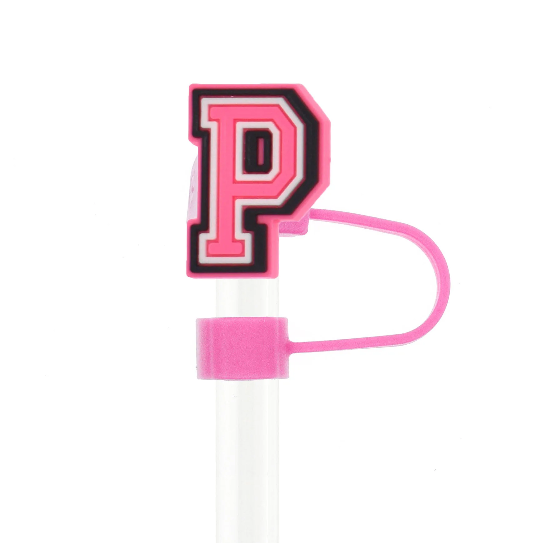 Pink Reusable Straw Cover Cap Set - Splash-Proof Drink Accessory with Charms