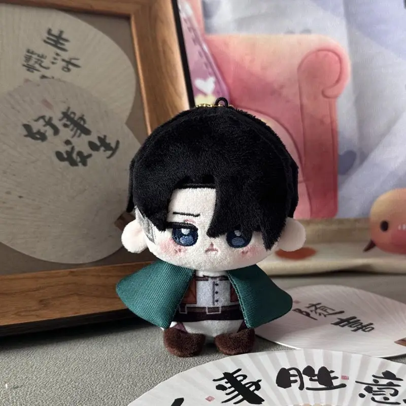 10CM Anime Hange Zo&euml; Levi Ackerman Cosplay Plushie Sitting Posture Knapsack Schoolbag Ornament Cute Plush Pendant Keychain Gift
