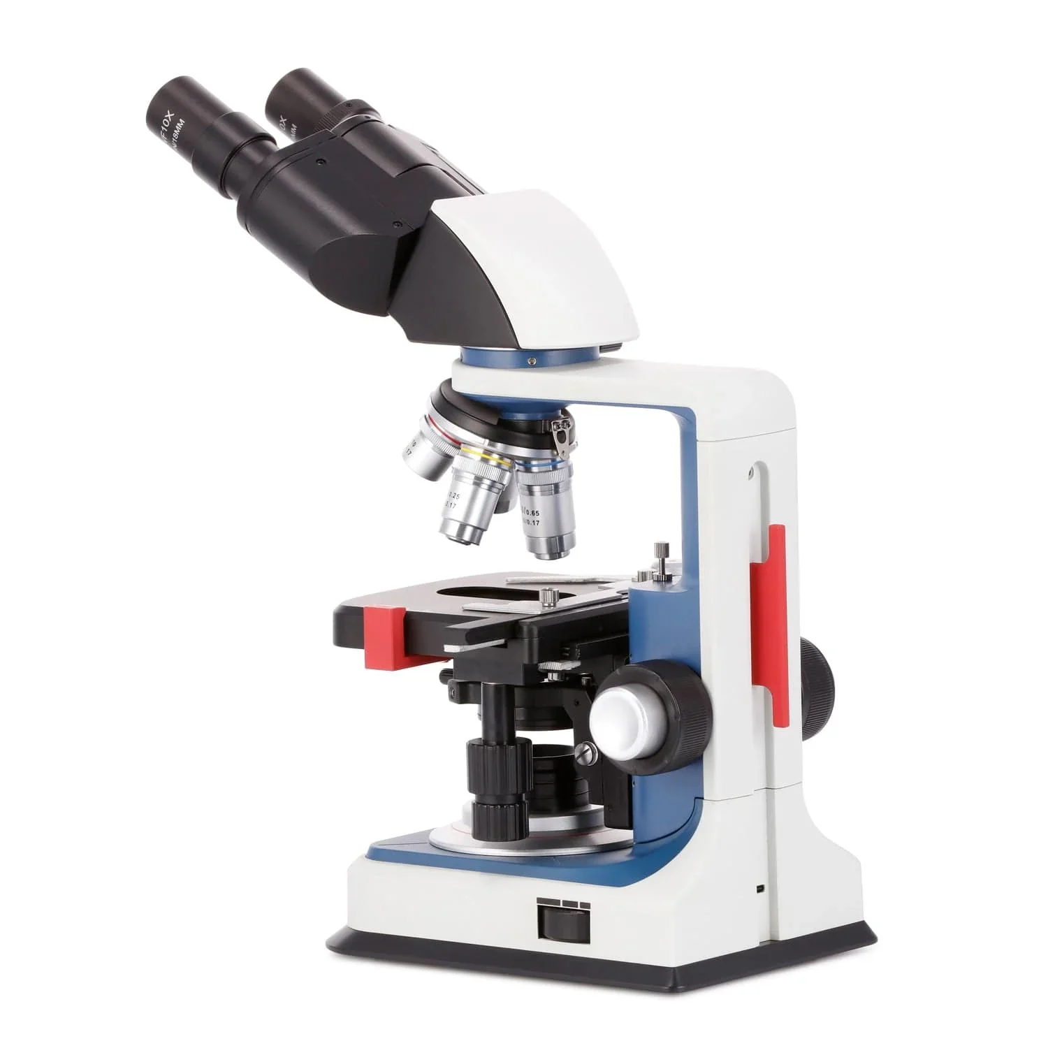 AmScope USB-C 충전식 학생 쌍안 복합 현미경, 3D 2 층 기계식 스테이지, 무채색 대물렌즈, 40X-2500X