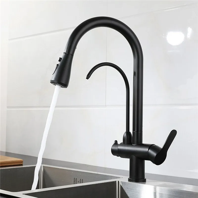 

Выдвижной кухонный смеситель Tuqiu, латунный кран с фильтром для воды, 3 направления, крепление на раковину