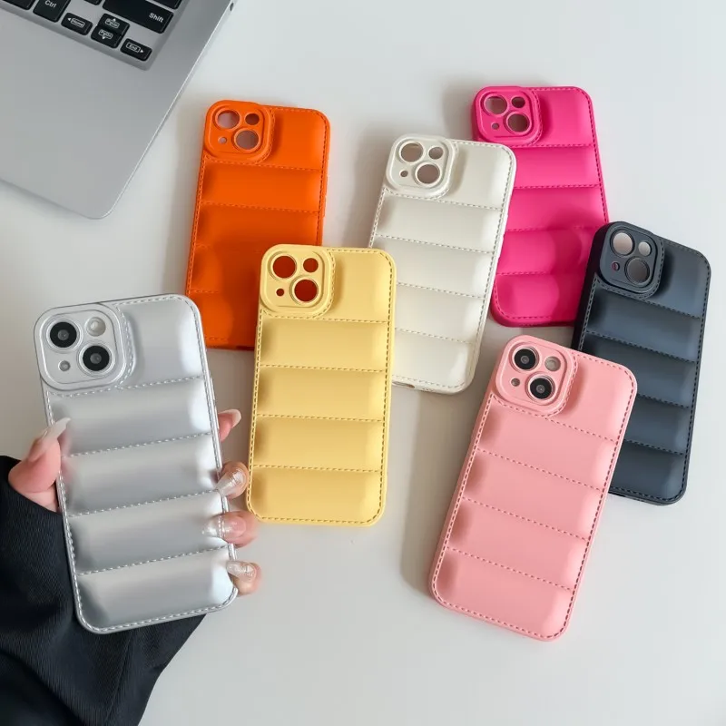 Luxury Down Jacket Puffer Phone Case with Air Cushion Shockproof Cover