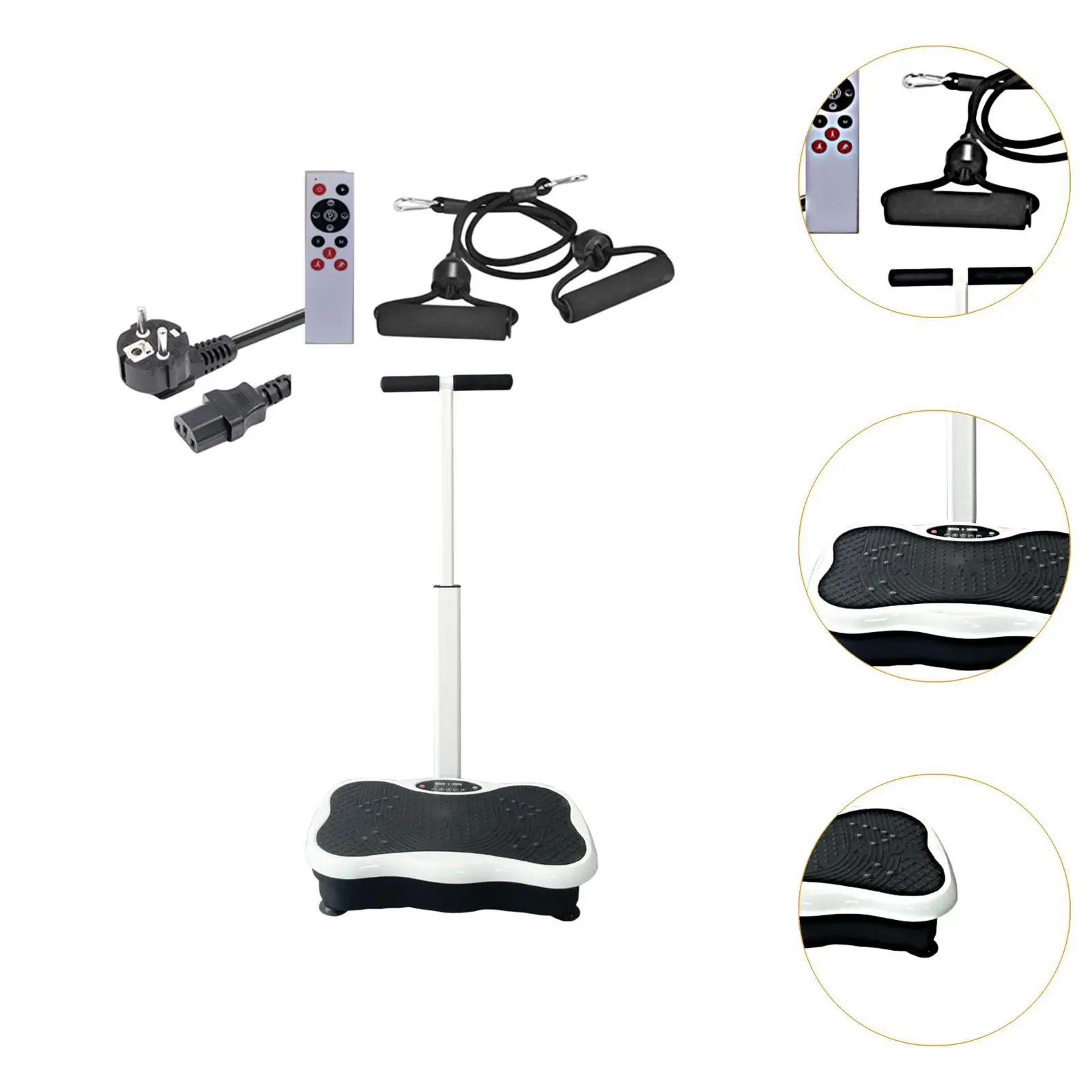 Vibration Plate Exercise Machine with Handles with Resistance Rope Shaking Board Vibrate Stand Fitness Trainer Full Body Workout