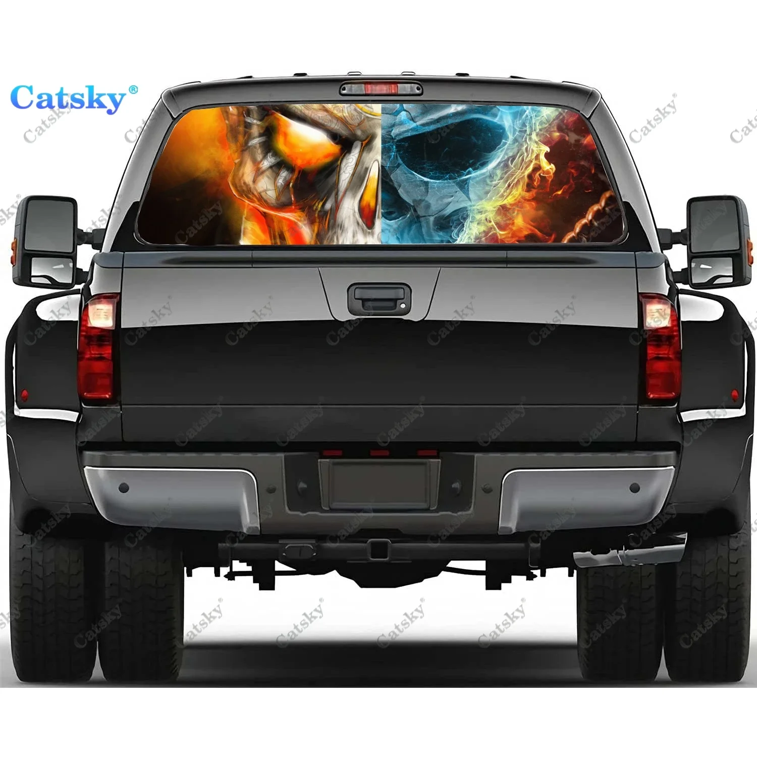 

Череп, ужас, модель автомобиля, фотография, ПВХ материал, грузовик, наклейка, перфорированный винил, универсальная наклейка