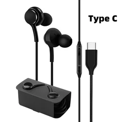 Premium Type C Wired Earphones with 3.5mm Earbuds and Headphones (Type C Jack Black)