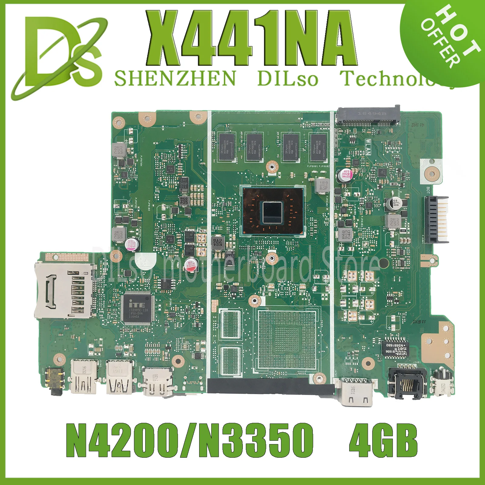 

KEFU X441NC MAINboard For Asus X441N X441NA A441N Notebook Motherboard with 2GB/4GB RAM N4200 N3350 GT810/UMA 100% Working Well