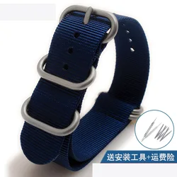 Waterproof Breathable Nylon Canvas Watch Strap - Sporty & Fashionable Wristband Accessory - 26mm (Blue silver buckle)
