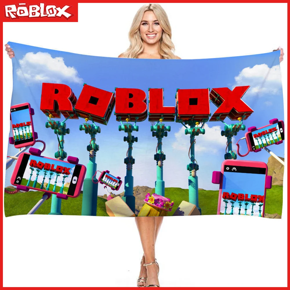 Фото 2023, пляжное полотенце Roblox с мультяшным принтом, из микрофибры, с защитой от песка, 75*150 см, банное полотенце для спа, женское, креативный подарок на день рождения №2